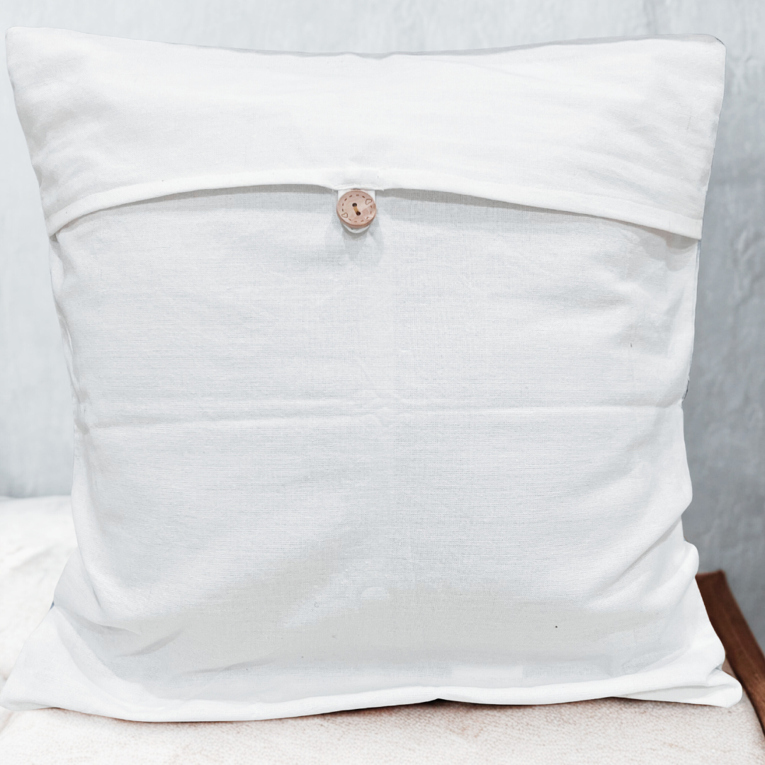 Whisper Strokes – Softness in Coral and Blue Cushion Cover (16x16)”