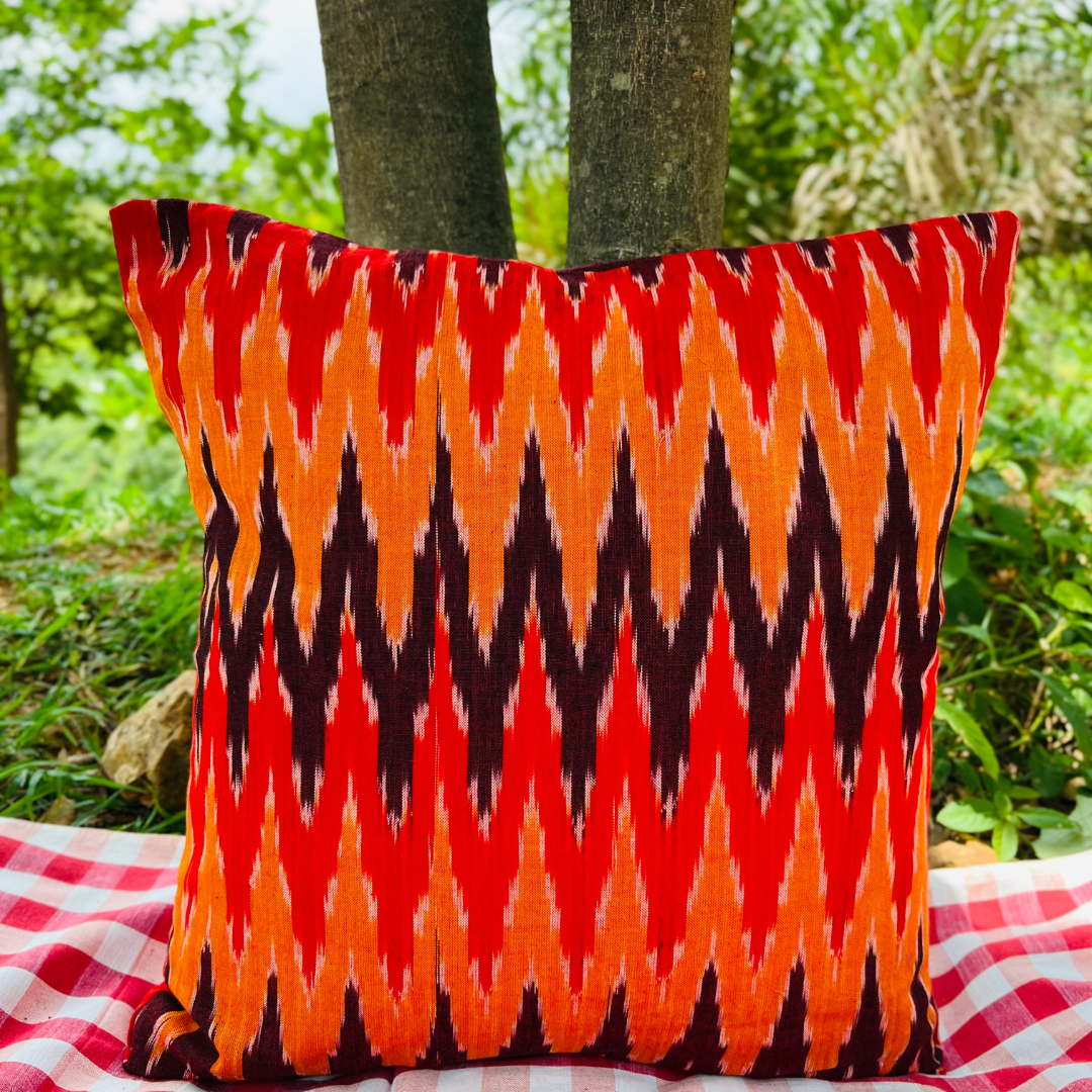 Firecrest – A Dance in Flame and Thread Cushion Cover (16x16)”