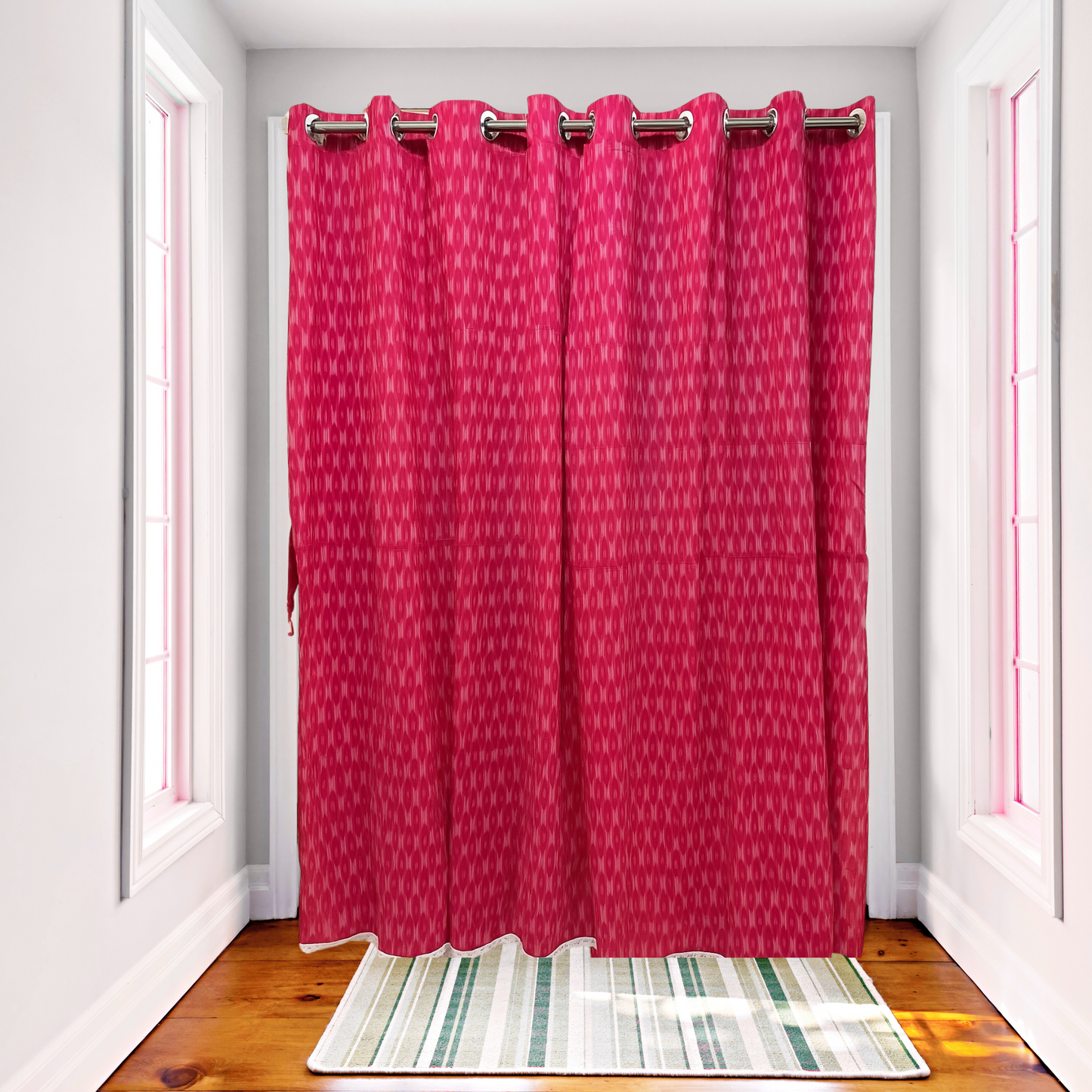 Gulmor Veil – Eyelet Header Ikkat Curtain 100% Handwoven cotton 42" Panel Width