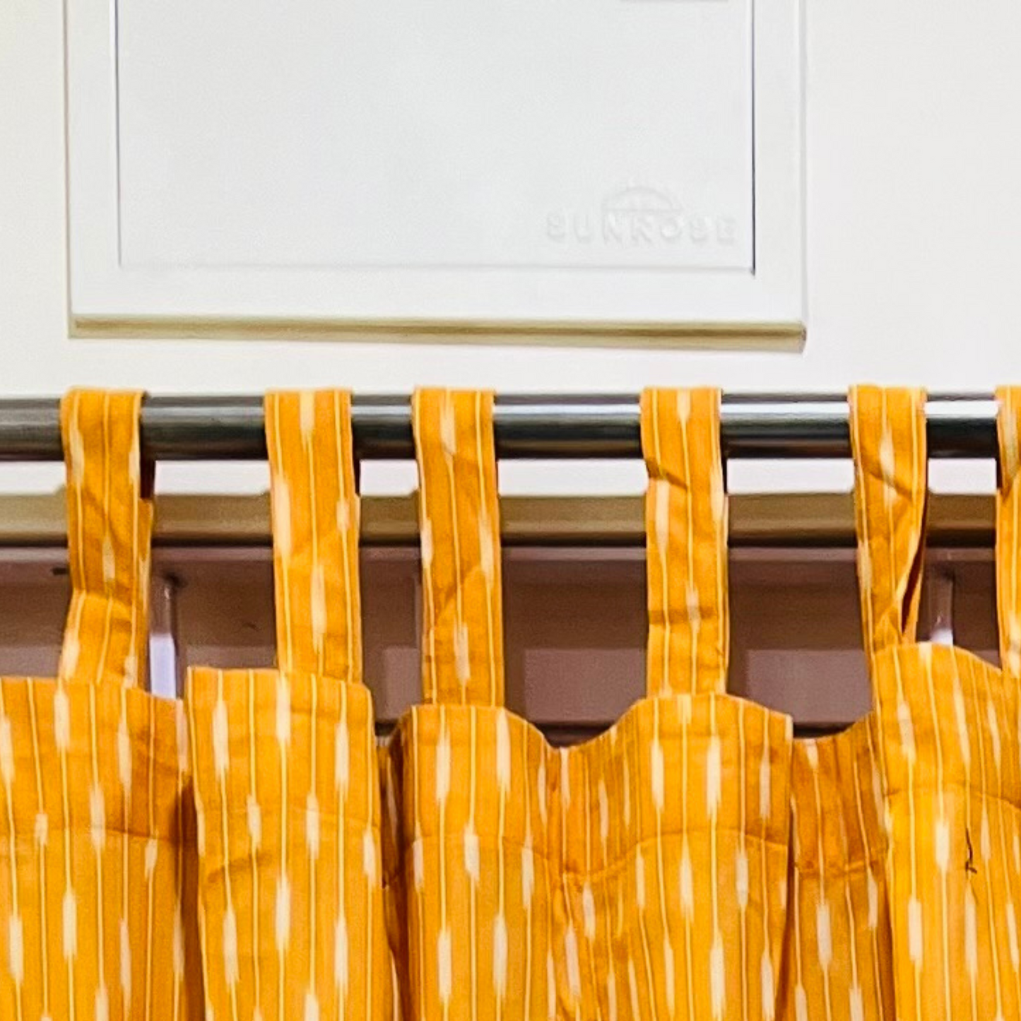 Saffron Sway – Tab Loop Ikkat Curtain 100% Handwoven cotton 42" Panel Width
