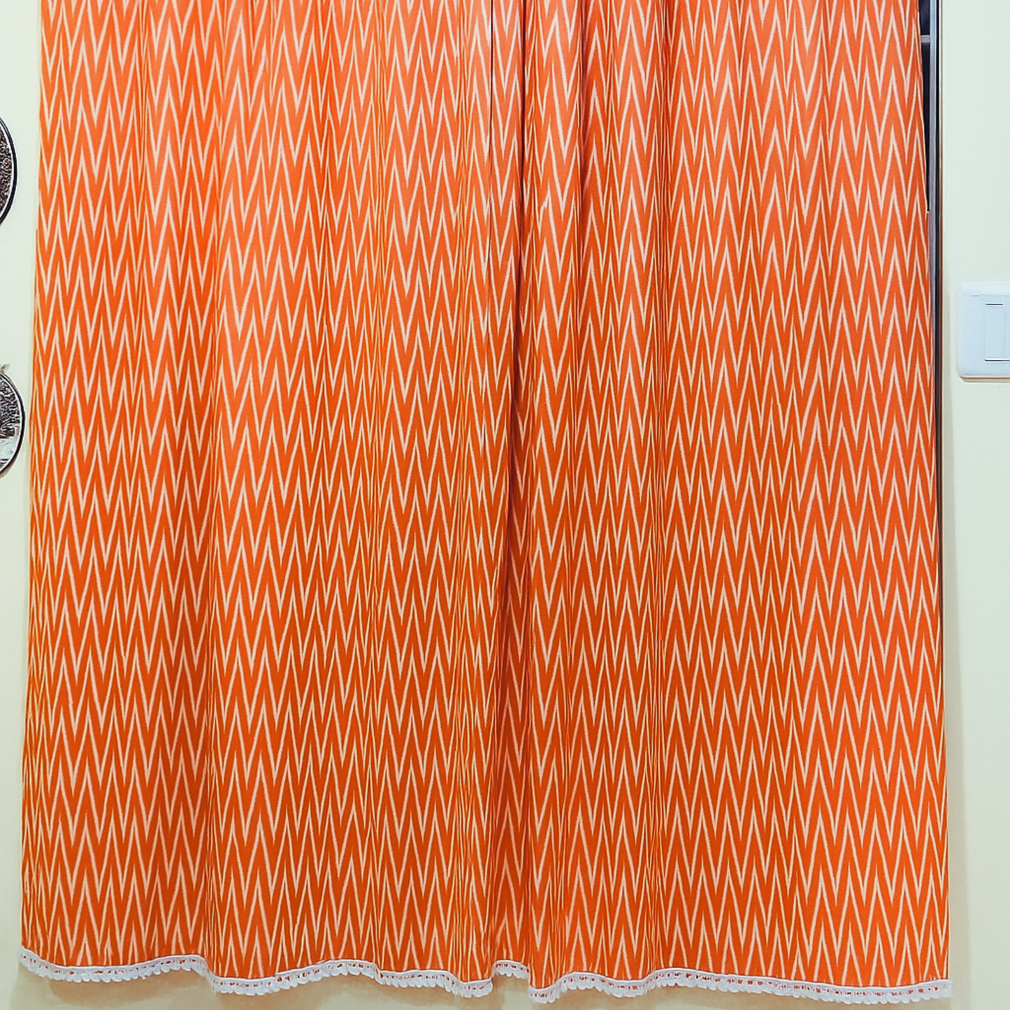 Rhythm Amber – Tab Loop Ikkat Curtain 100% Handwoven cotton 42" Panel Width