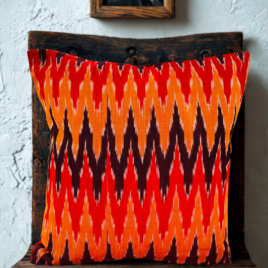 Firecrest – A Dance in Flame and Thread Cushion Cover (16x16)”