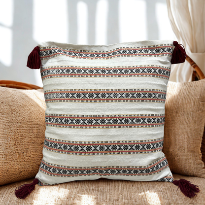 Desert Song – Earth Tones in Harmony Cushion Cover with tassels (16x16)”