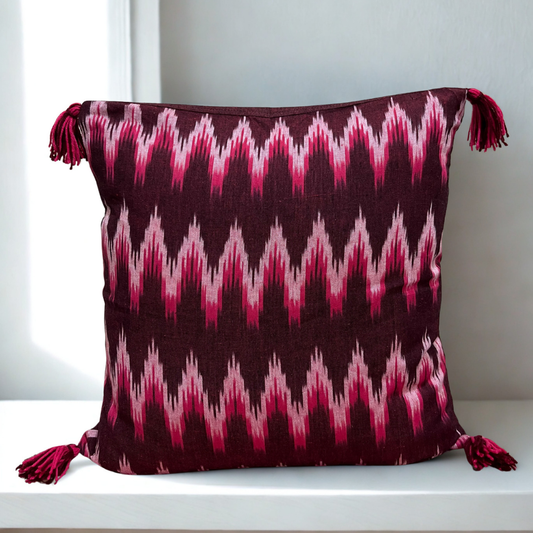 Rosé Reverie – Soft Hues. Bold Soul. Cushion Cover with tassels (16x16)”