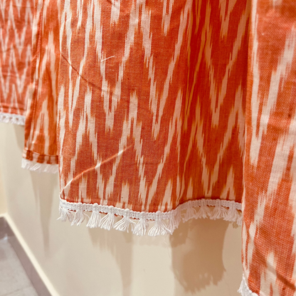 Rhythm Amber – Tab Loop Ikkat Curtain 100% Handwoven cotton 42" Panel Width