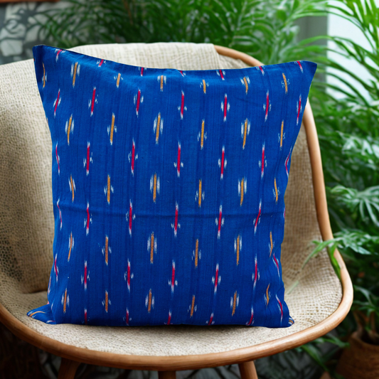 Indigo Ember – Specks of Flame on Blue Cushion Cover (16x16)”