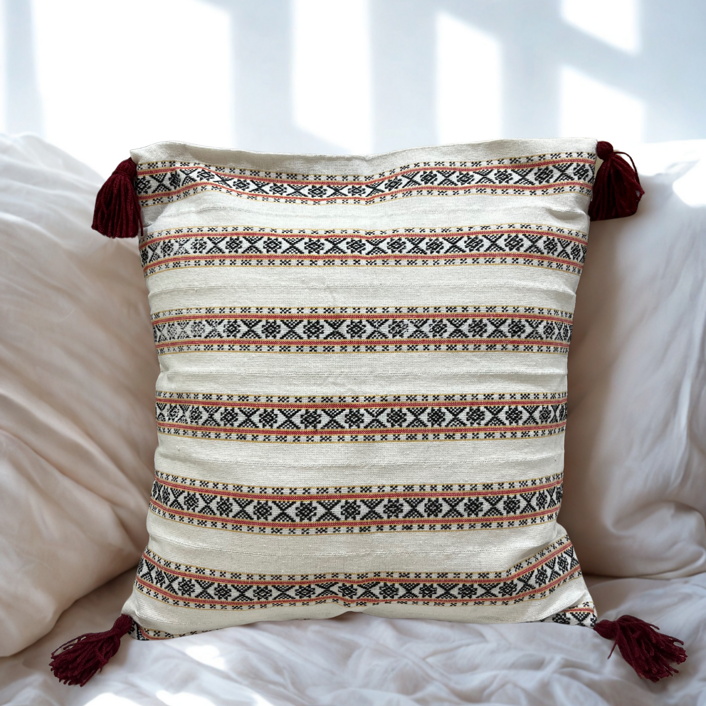 Desert Song – Earth Tones in Harmony Cushion Cover with tassels (16x16)”
