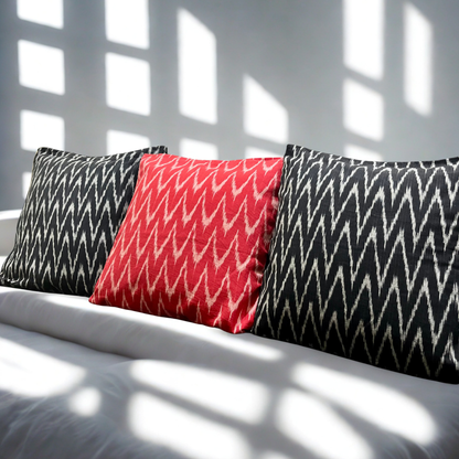 Zag Fusion – Handwoven Ikkat Cushion Set of 3 (16 x 16)"