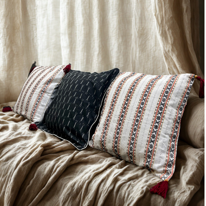 Midnight Mosaic – Handwoven Ikkat Cushion Set of 3 (16 x 16)"