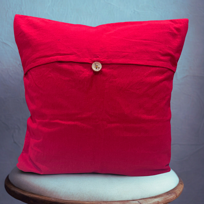Ruby Rhythm – A Melody Woven in Red Cushion Cover (16x16)”