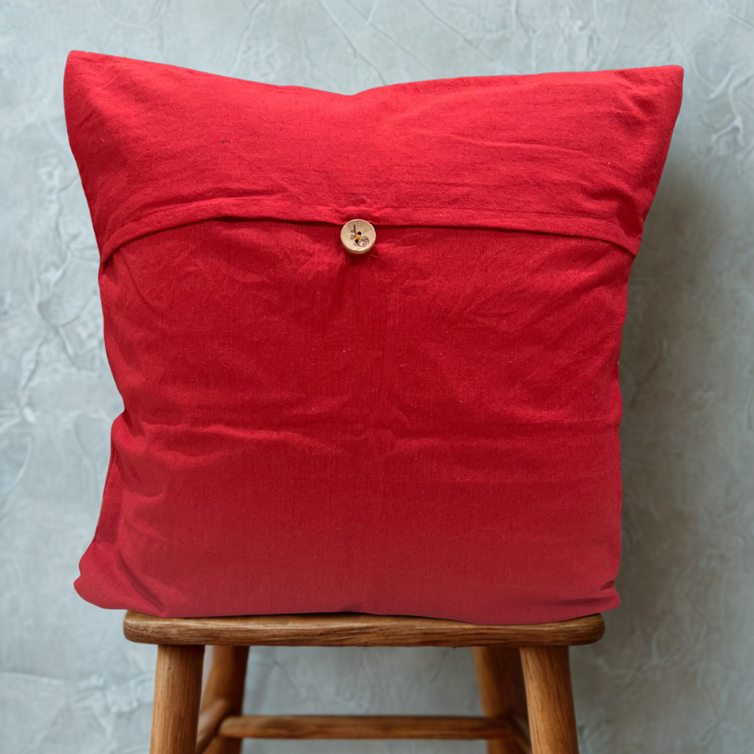 Ember Weave – Threads of Fire, Woven to Warm Cushion Cover (16x16)”