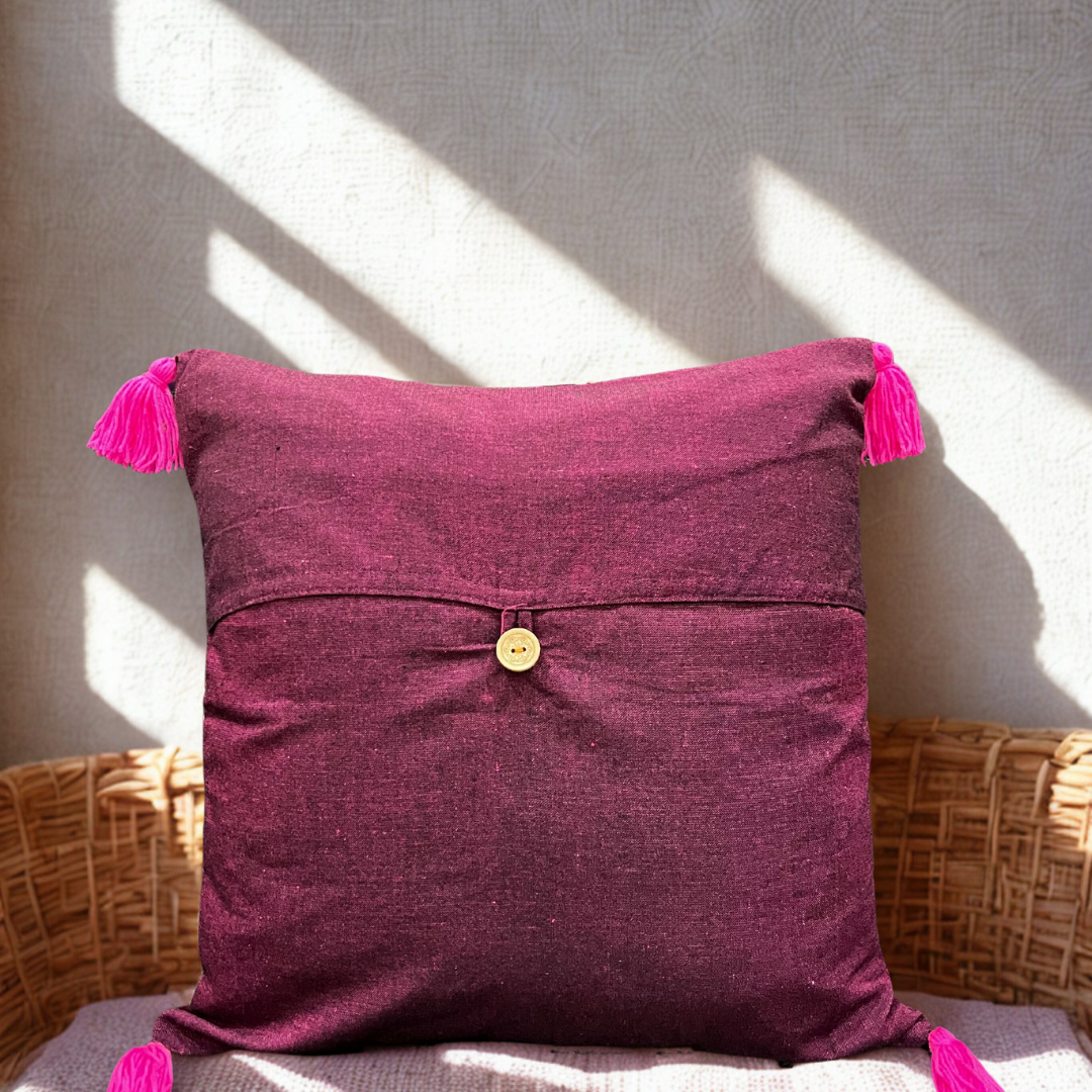 Orchid Whispers Cushion Cover with tassels (16x16)”