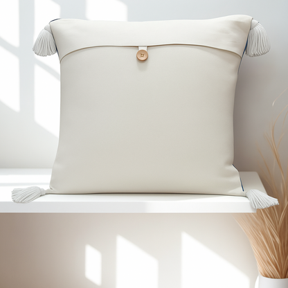 Zigwave Azure – Rhythm in Indigo and White Cushion Cover (16x16)”