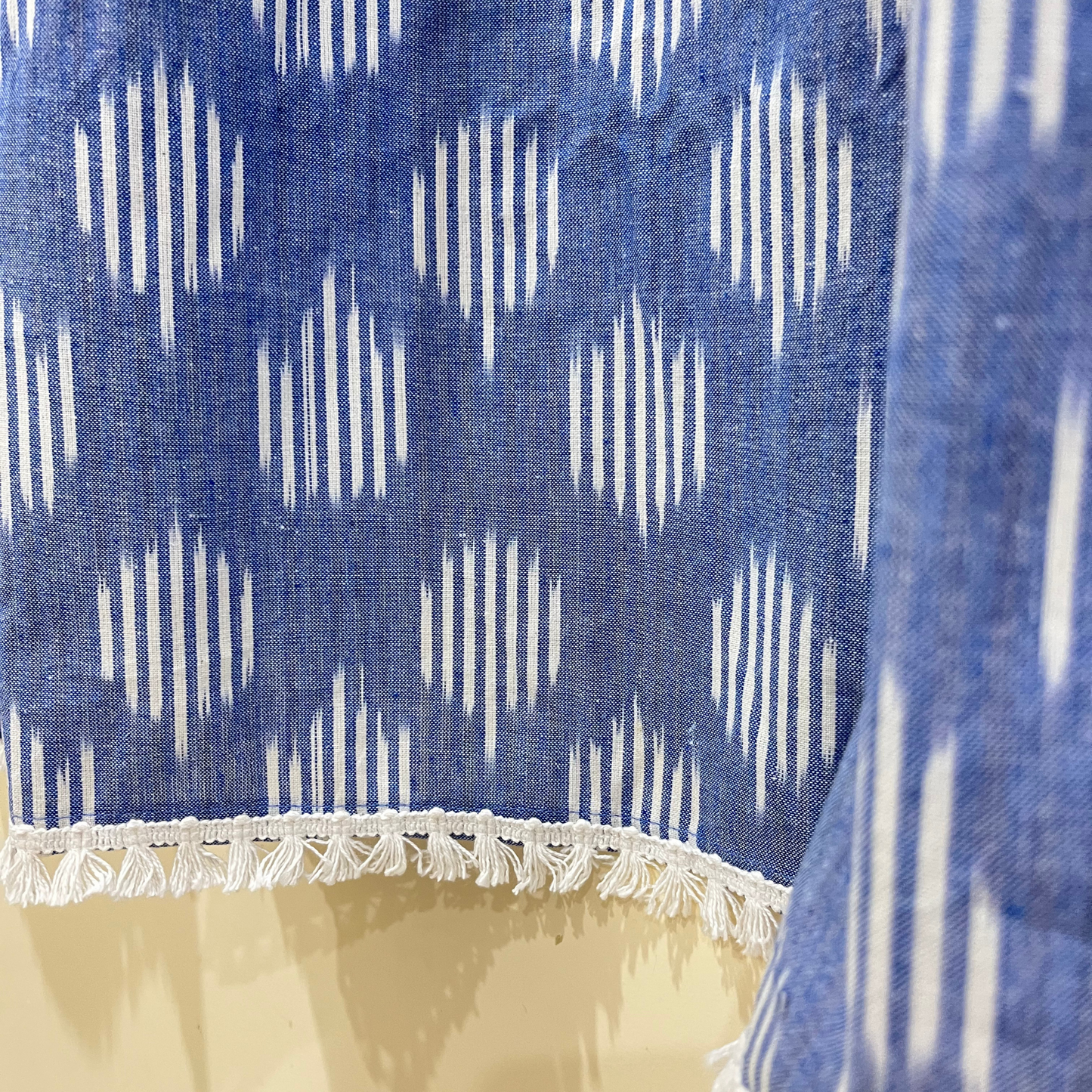Denim Drift – Tab Loop Ikkat Curtain 100% Handwoven cotton 42" Panel Width