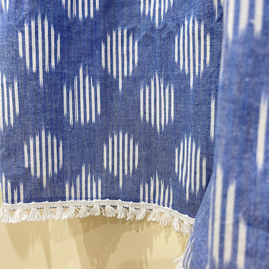 Denim Drift – Tab Loop Ikkat Curtain 100% Handwoven cotton 42" Panel Width