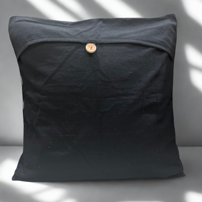 Shadow Raga - Echoes of Darkness, Woven in Rhythm Cushion Cover (16x16)”